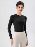 Round Neck Long Sleeve Active T-Shirt - Trendsi - Flyclothing LLC