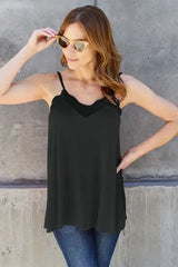 Basic Bae Full Size Lace Trim V-Neck Cami - Trendsi - Flyclothing LLC