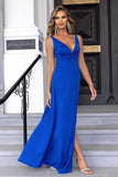 Twisted Slit Plunge Maxi Dress - Flyclothing LLC