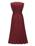 Tied Surplice Cap Sleeve Pleated Dress - Trendsi - Flyclothing LLC