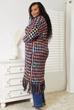 Double Take Full Size Multicolored Open Front Fringe Hem Cardigan - Trendsi