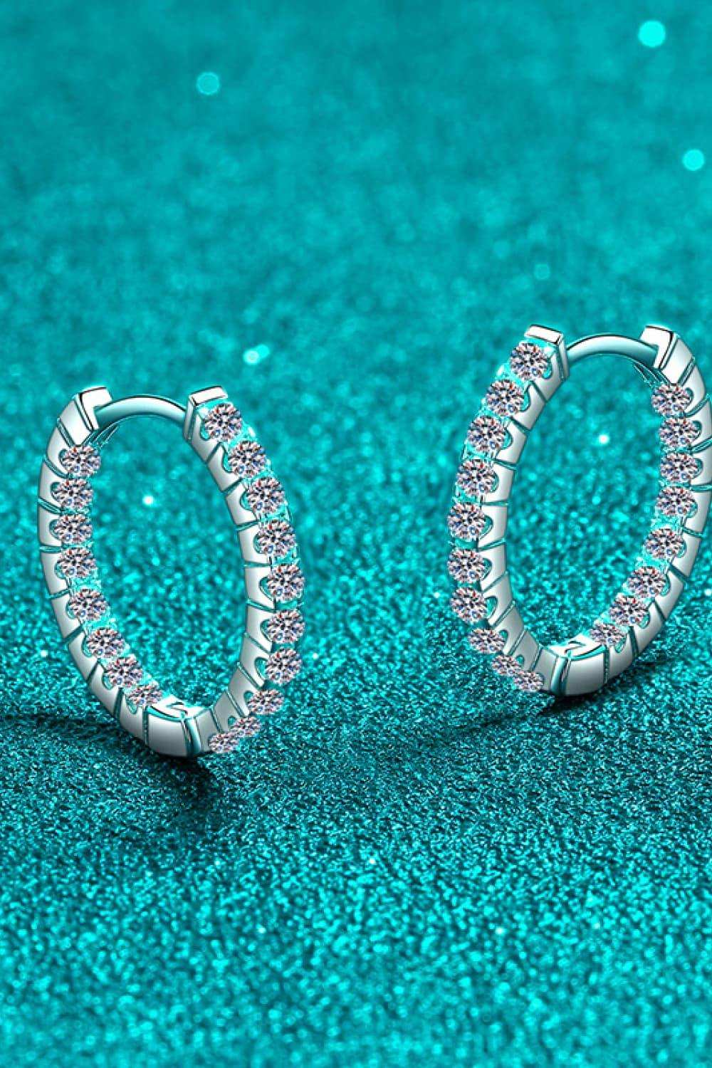 Moissanite 925 Sterling Silver Huggie Earrings - Trendsi - Flyclothing LLC
