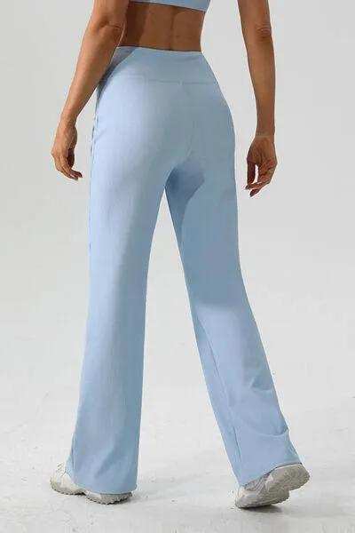 High Waist Straight Active Pants - Trendsi - Flyclothing LLC