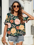 Floral Ruffled Flounce Sleeve Blouse - Trendsi