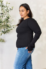 Culture Code Full Size Ribbed Round Neck Long Sleeve Top - Trendsi