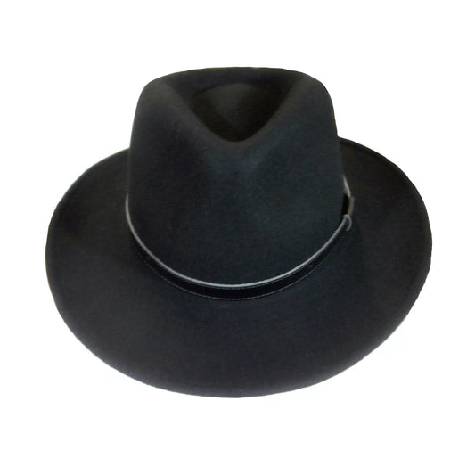 Rockmount Clothing Black Wool Felt Hat with Faux Leather Band