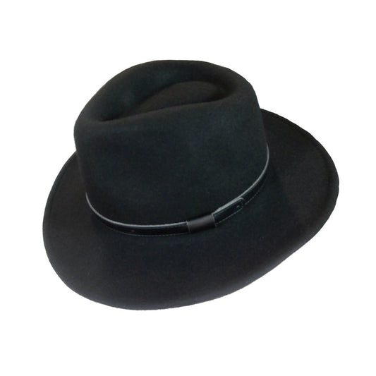 Rockmount Clothing Black Wool Felt Hat with Faux Leather Band