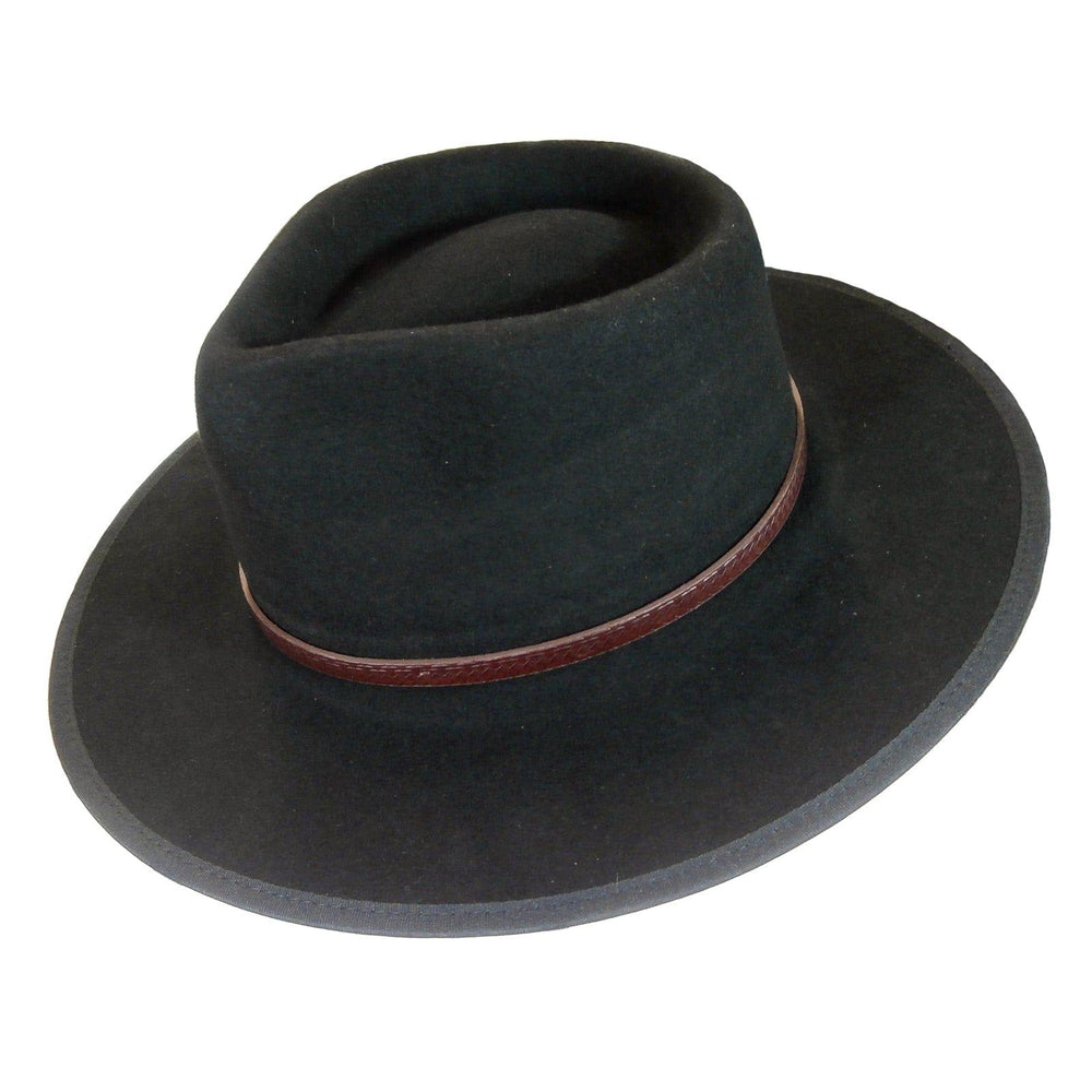 Rockmount Clothing Black Wool Felt Safari Hat with Faux Leather Band - Rockmount Clothing