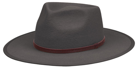 Rockmount Clothing Grey Wool Felt Safari Hat with Faux Leather Band