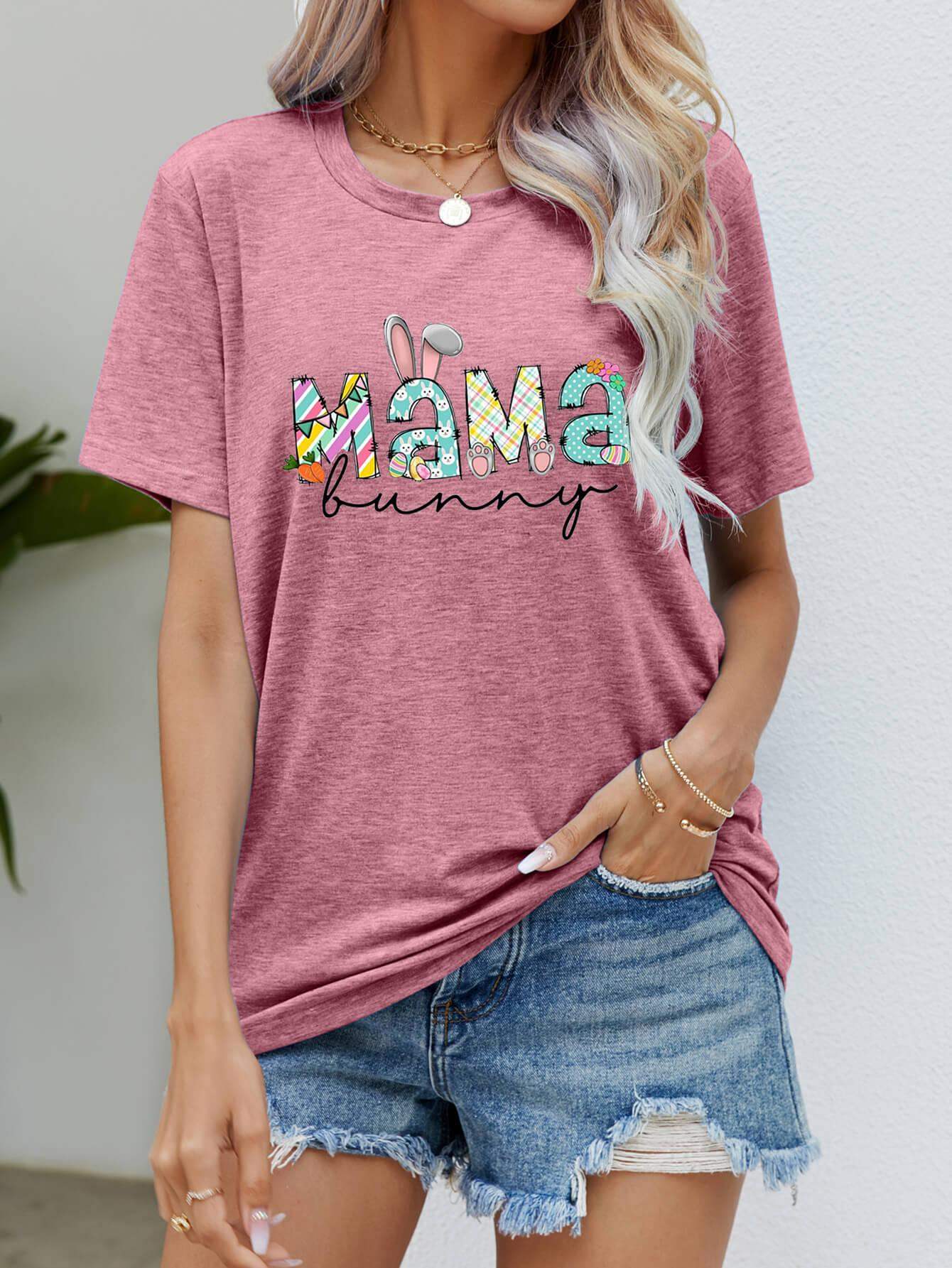 MAMA BUNNY Easter Graphic Tee - Trendsi - Flyclothing LLC