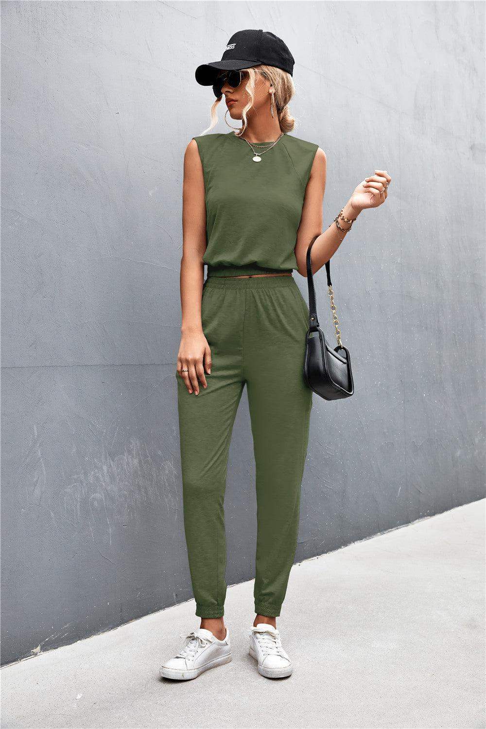 Sleeveless Top and Joggers Set - Trendsi - Flyclothing LLC