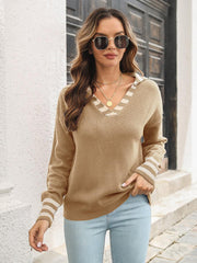 Johnny Collar Drop Shoulder Sweater - Trendsi