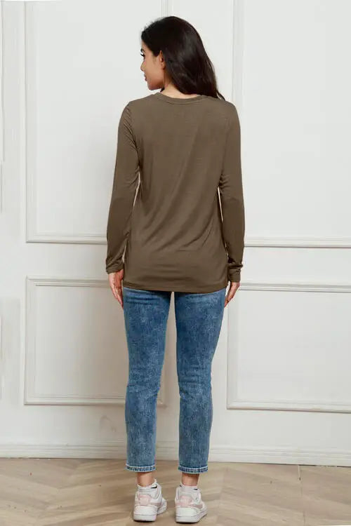 Basic Bae Full Size Round Neck Long Sleeve Top - Trendsi - Flyclothing LLC