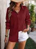 Button Up Dropped Shoulder Shirt - Trendsi - Flyclothing LLC