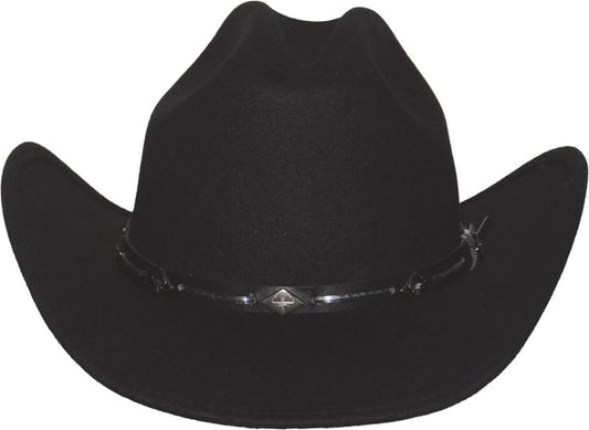 Rockmount Clothing Black Wool Felt Western Cowboy Hat with Faux Leather Band