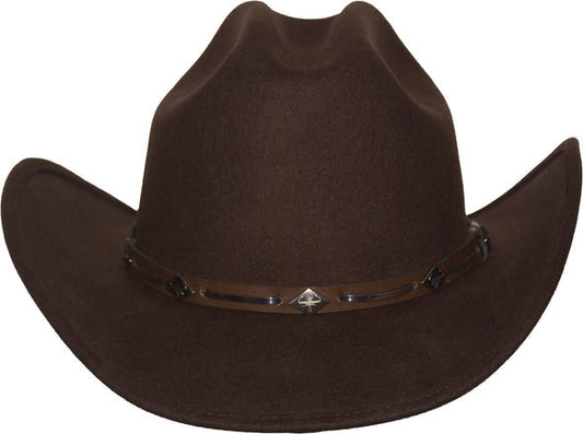 Rockmount Clothing Brown Wool Felt Western Cowboy Hat with Faux Leather Band
