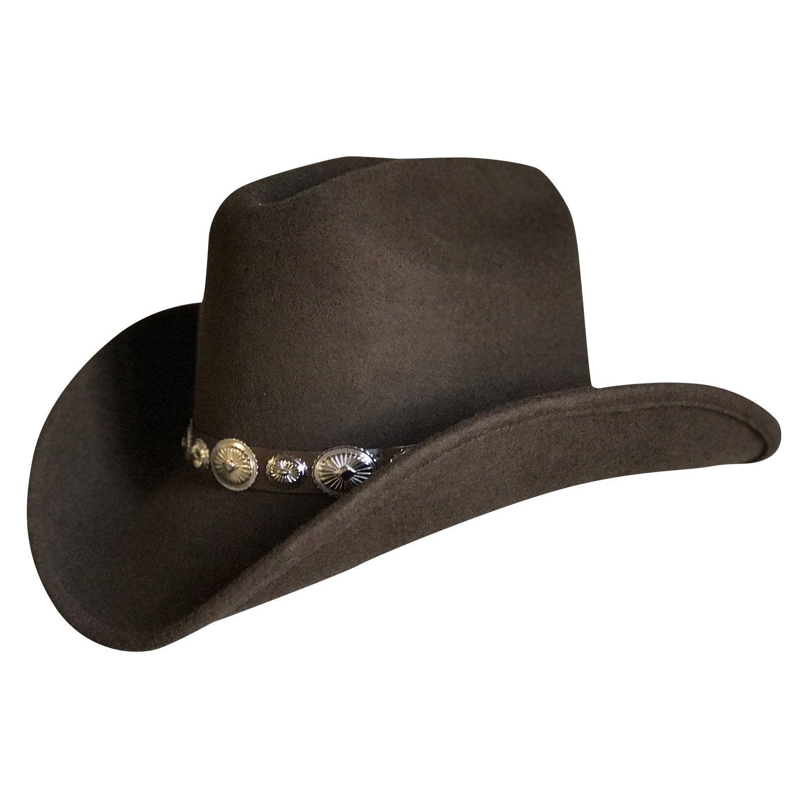 Crushable Brown Felt Concho Western Cowboy Hat - Flyclothing LLC