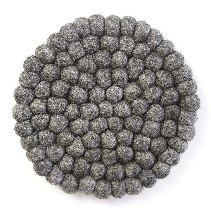 Hand Crafted Felt Ball Coasters from Nepal: 4-pack, Dark Grey - Global Groove (T) - Global Groove - Flyclothing LLC
