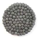 Hand Crafted Felt Ball Coasters from Nepal: 4-pack, Dark Grey - Global Groove (T) - Global Groove