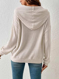 Ribbed Dropped Shoulder Drawstring Hoodie - Trendsi - Flyclothing LLC