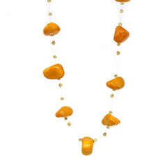 Floating Stone & Maasai Bead Necklace, Pumpkin Spice - Jedando