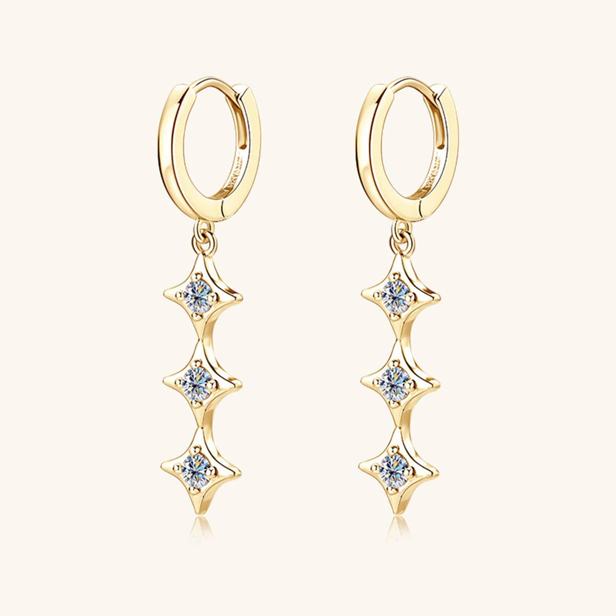 Moissanite 925 Sterling Silver Geometric Shape Earrings - Flyclothing LLC