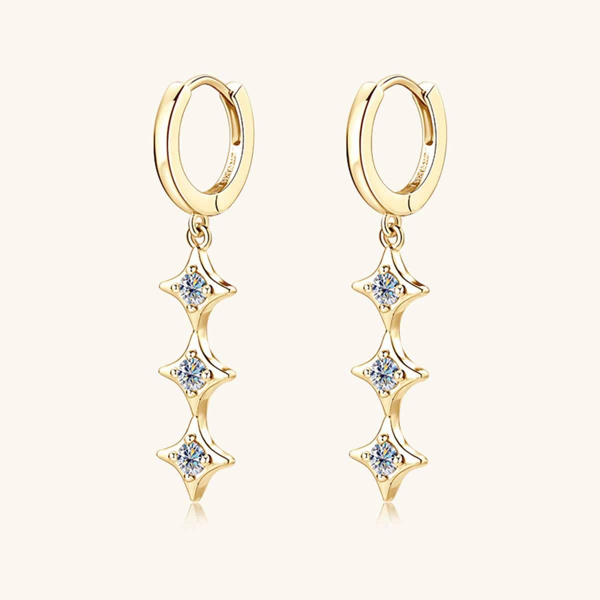 Moissanite 925 Sterling Silver Geometric Shape Earrings - Trendsi - Flyclothing LLC