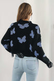 Printed Round Neck Ribbed Long Sleeve Sweater - Trendsi - Flyclothing LLC