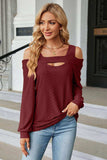Cold Shoulder Square Neck Cutout Blouse - Trendsi - Flyclothing LLC