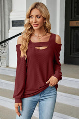 Cold Shoulder Square Neck Cutout Blouse - Trendsi