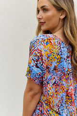 Be Stage Full Size Printed Dolman Flowy Top - Trendsi - Flyclothing LLC