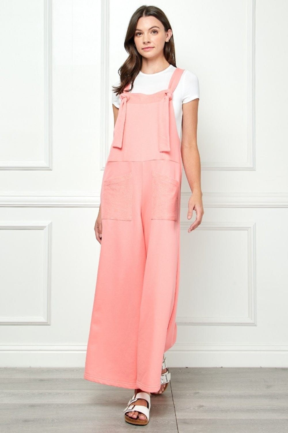 Veveret Wide Strap French Terry Overalls - Flyclothing LLC