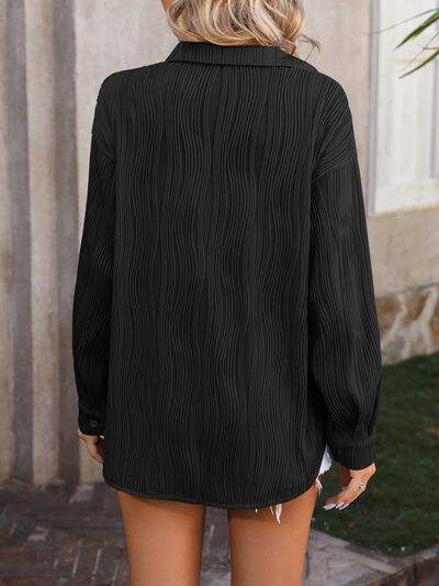 Button Up Dropped Shoulder Shirt - Trendsi - Flyclothing LLC