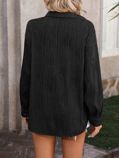 Button Up Dropped Shoulder Shirt - Trendsi - Flyclothing LLC