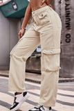Buttoned Knee Pockets Loose Fit Jeans - Trendsi