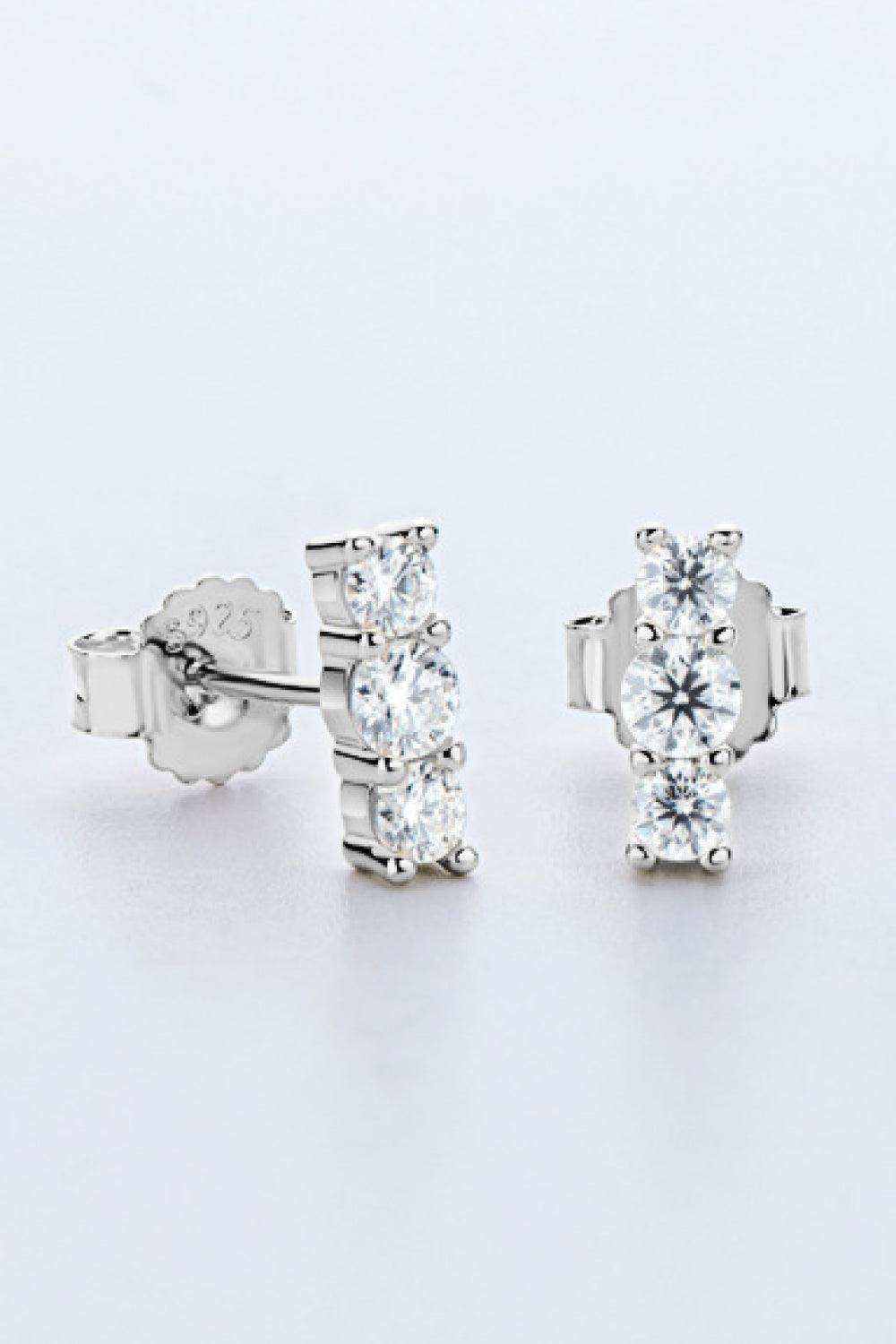 Heartbeat Rhythm 925 Sterling Silver Moissanite Stud Earrings - Trendsi - Flyclothing LLC