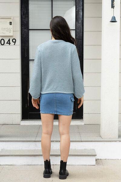 Button Up Long Sleeve Cardigan with Pockets - Trendsi