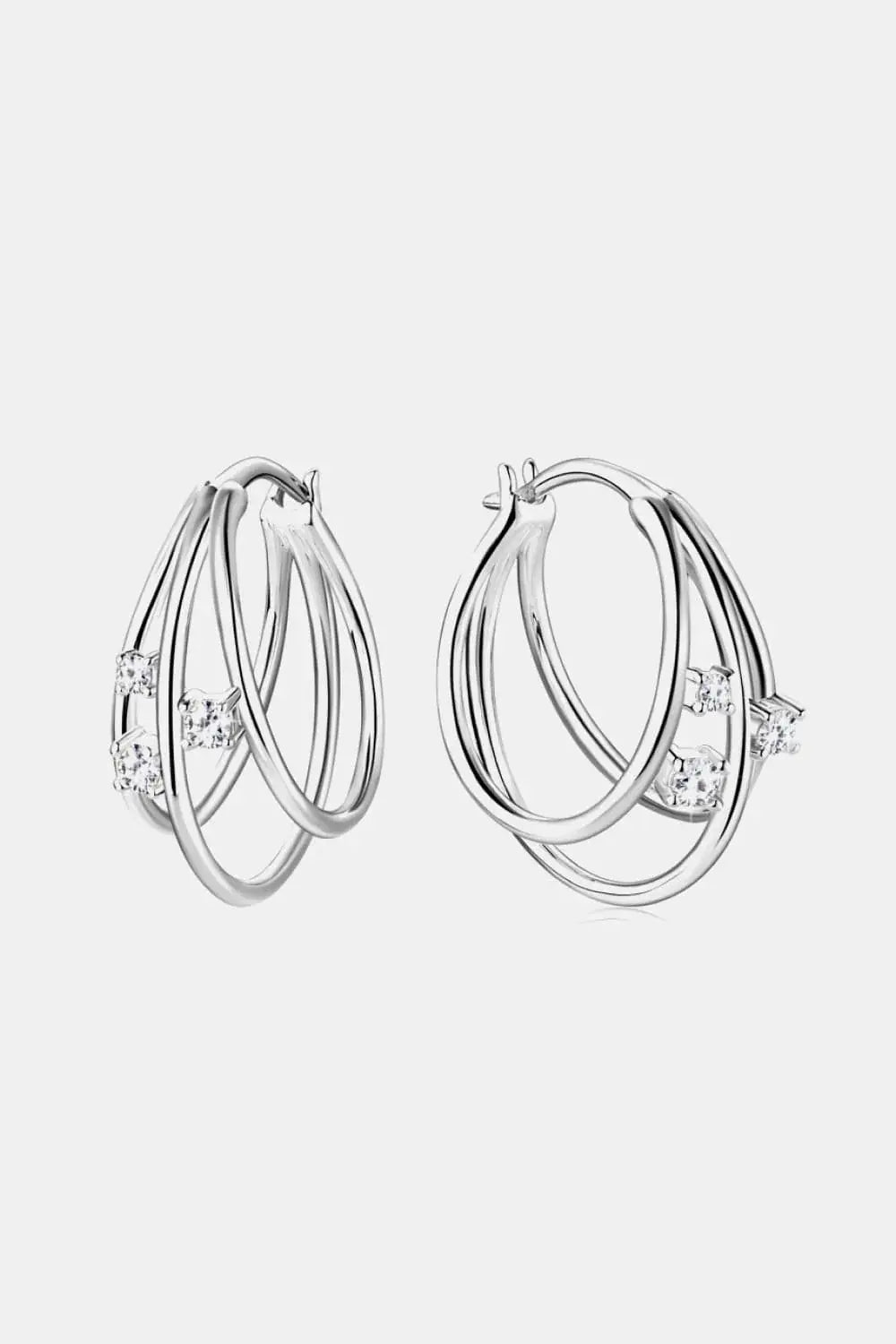 Moissanite 925 Sterling Silver Layered Earrings - Trendsi - Flyclothing LLC