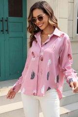 Printed Collared Neck Buttoned Shirt - Trendsi - Flyclothing LLC