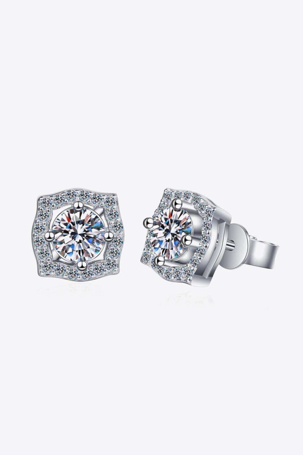 1 Carat Moissanite Geometric Stud Earrings - Trendsi - Flyclothing LLC
