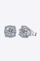 1 Carat Moissanite Geometric Stud Earrings - Trendsi - Flyclothing LLC