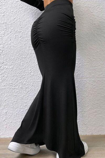 Ruched Maxi Trumpet Skirt - Trendsi