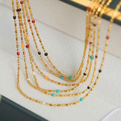 18K Gold-Plated Oil Drip Bead Necklace - Trendsi
