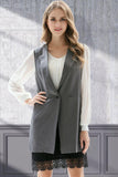 One-Button Sleeveless Longline Blazer - Trendsi