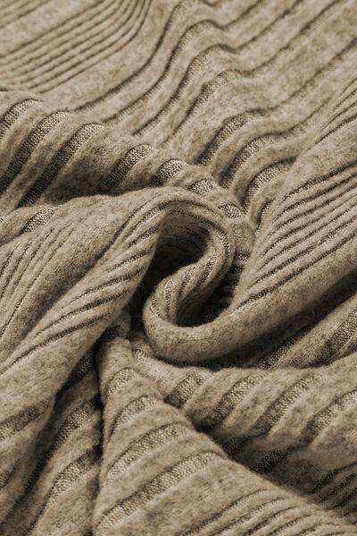 Slit Johnny Collar Long Sleeve Sweater - Trendsi - Flyclothing LLC