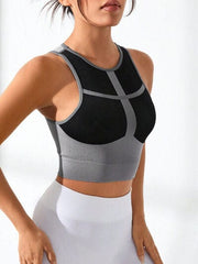 Color Block Round Neck Active Tank - Trendsi