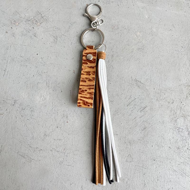 Genuine Leather Tassel Keychain - Trendsi