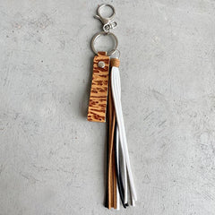 Genuine Leather Tassel Keychain - Trendsi