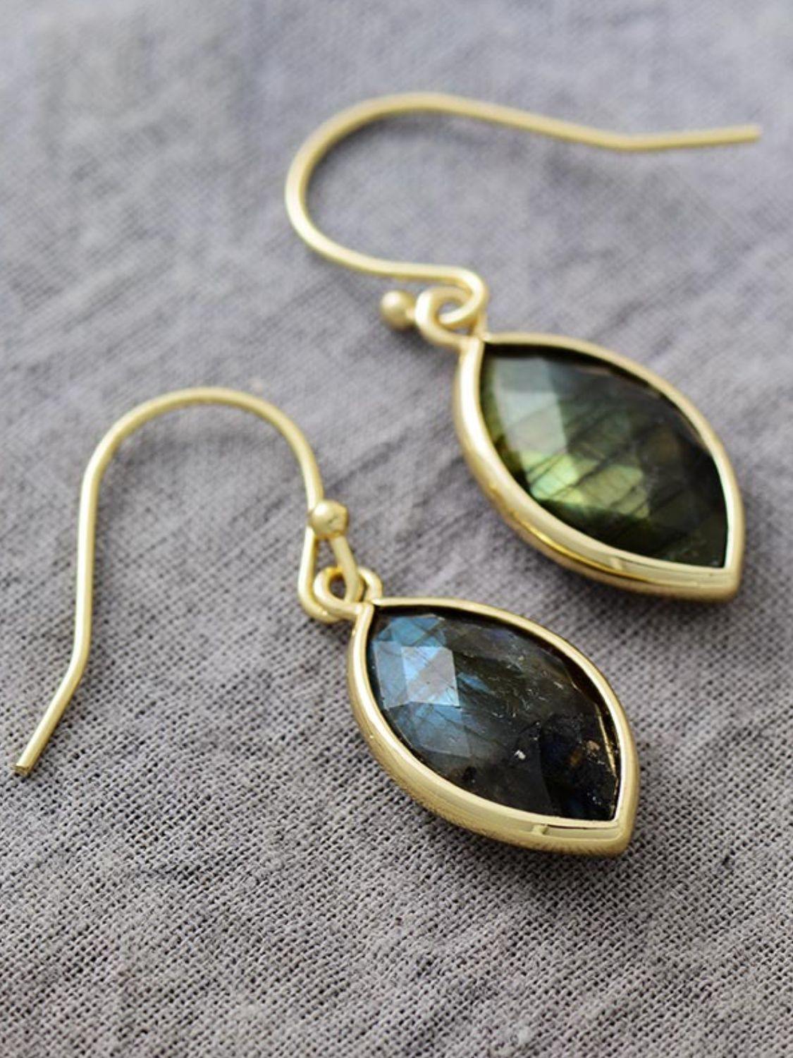 Geometrical Shape Natural Stone Dangle Earrings - Trendsi