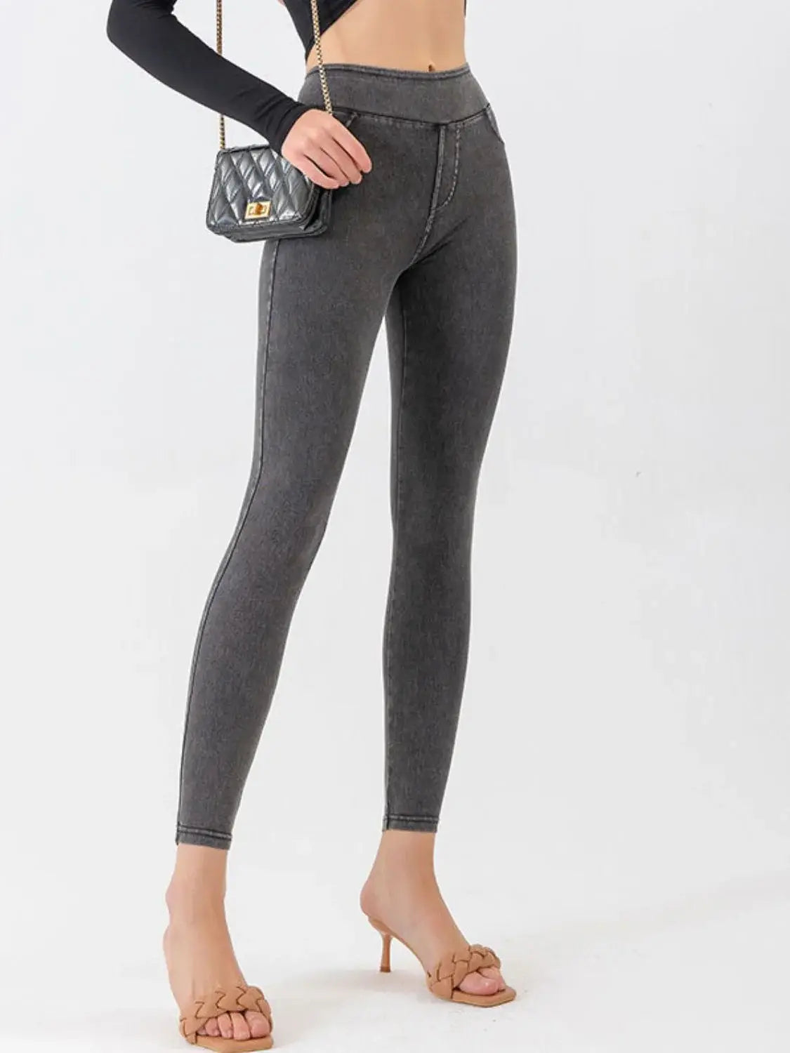 High Waist Cropped Active Leggings - Trendsi - Flyclothing LLC